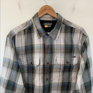 EDDIE BAUER Men Size L Shirt Travex Flannel Regular Fit Outdoor Camping Gray